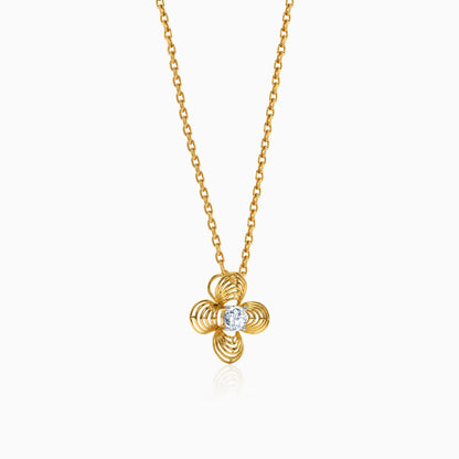 Gold Fleur Halo Lab Grown Diamond Pendant