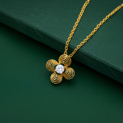 Gold Fleur Halo Lab Grown Diamond Pendant
