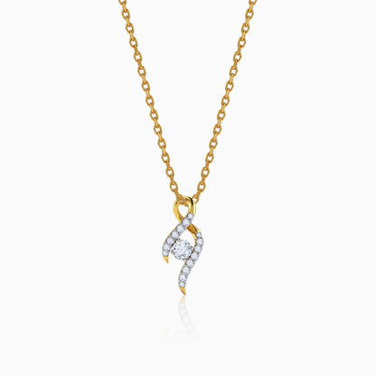 Gold Twisted Bud Lab Grown Diamond Pendant