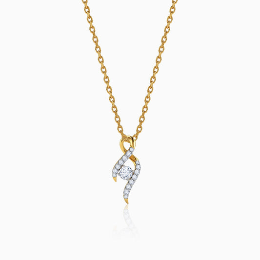 Gold Twisted Bud Lab Grown Diamond Pendant