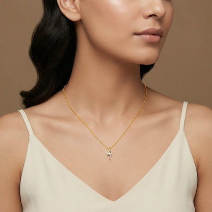 Gold Twisted Bud Lab Grown Diamond Pendant
