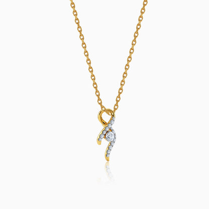Gold Twisted Bud Lab Grown Diamond Pendant