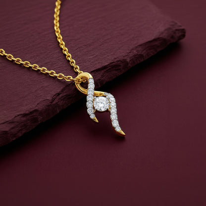 Gold Twisted Bud Lab Grown Diamond Pendant