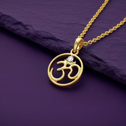 Gold Sacred Om Lab Grown Diamond Pendant
