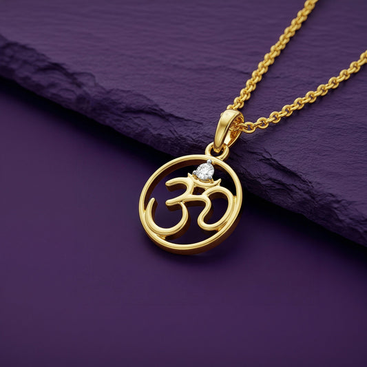 Gold Sacred Om Lab Grown Diamond Pendant
