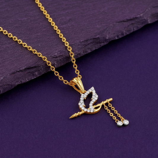Gold Vrindavan Charm Lab Grown Diamond Pendant