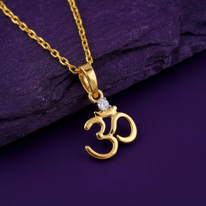 Gold Classic Omkara Lab Grown Diamond Pendant