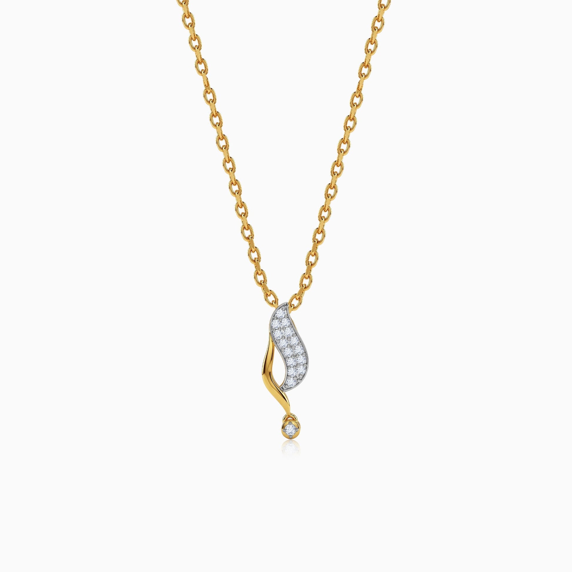 Gold Curvefall Lab Grown Diamond Pendant
