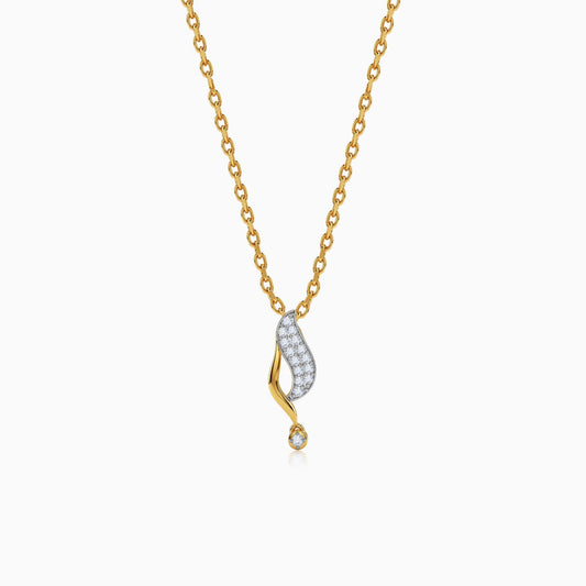Gold Curvefall Lab Grown Diamond Pendant