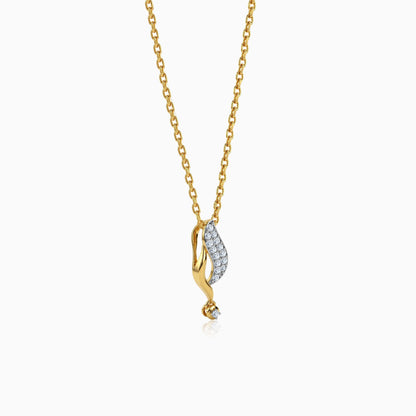 Gold Curvefall Lab Grown Diamond Pendant