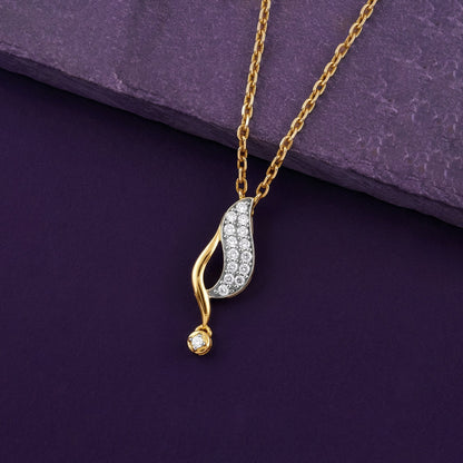 Gold Curvefall Lab Grown Diamond Pendant