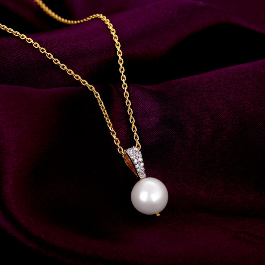 Gold Elegant Pearl Diamond Pendant