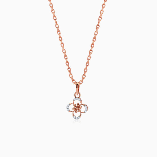 Rose Gold Lucky Clover Lab Grown Diamond Pendant