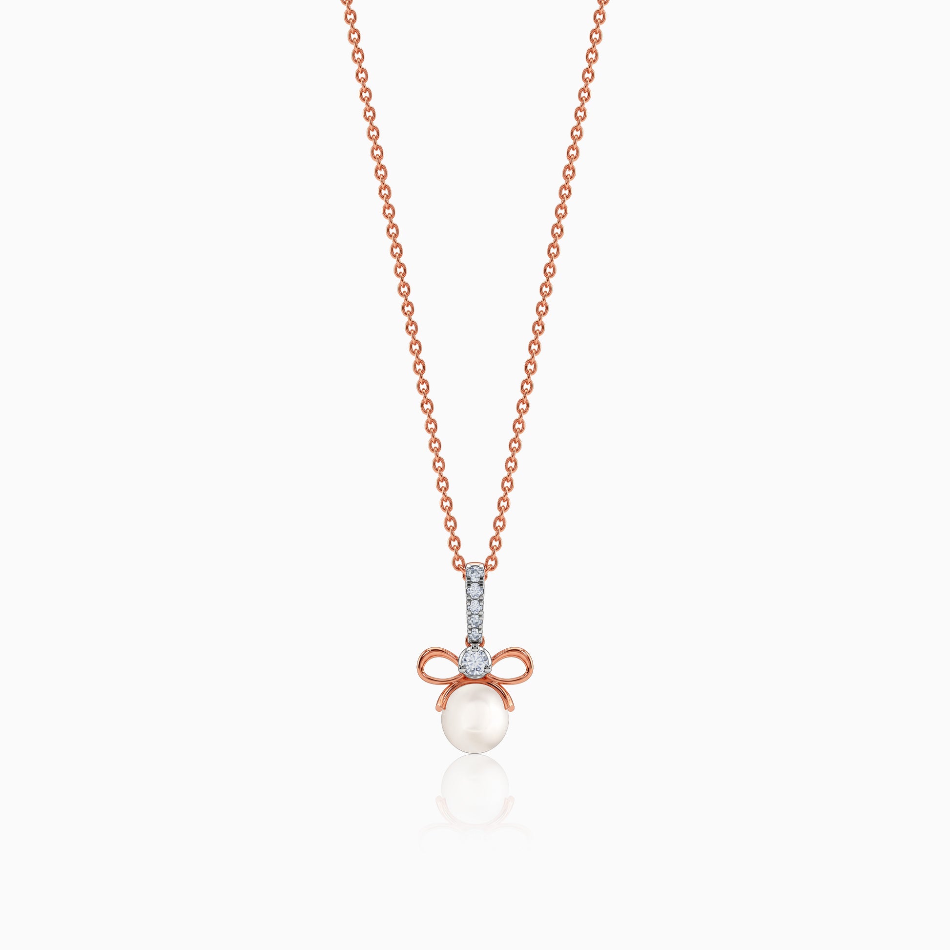 Rose Gold Cielo Bow Lab Grown Diamond Pendant