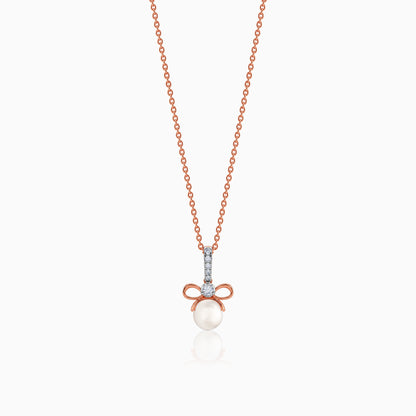 Rose Gold Cielo Bow Lab Grown Diamond Pendant