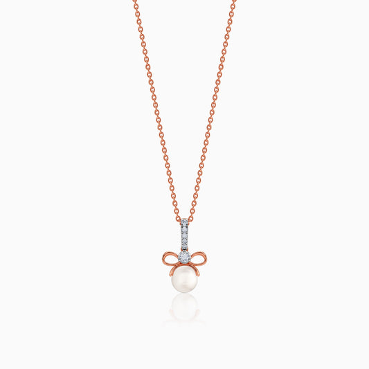 Rose Gold Cielo Bow Lab Grown Diamond Pendant