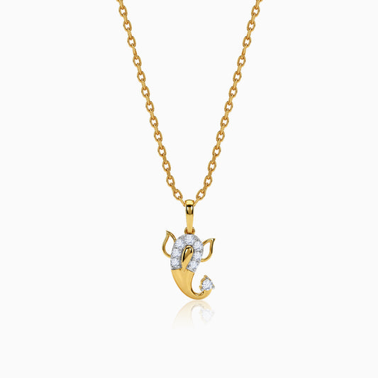 Gold Vighneshvara Lab Grown Diamond Pendant