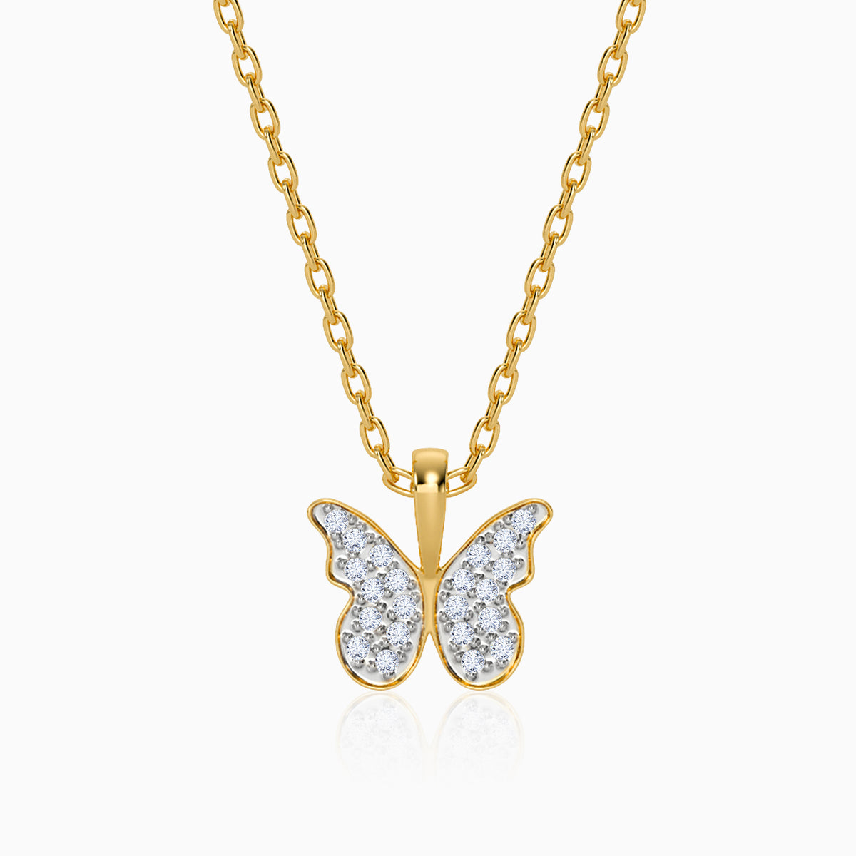 Gold Fluttering Smile Lab Grown Diamond Pendant