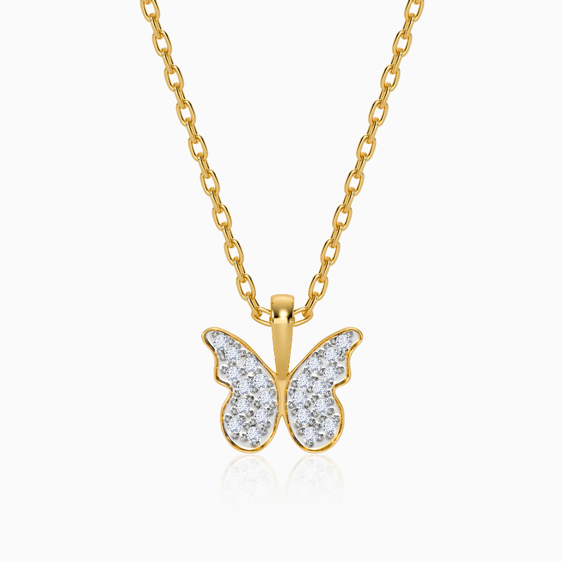 Gold Fluttering Smile Lab Grown Diamond Pendant