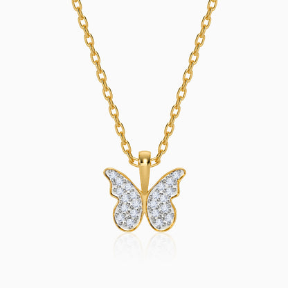 Gold Fluttering Smile Lab Grown Diamond Pendant