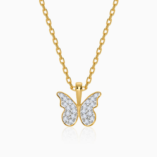 Gold Fluttering Smile Lab Grown Diamond Pendant