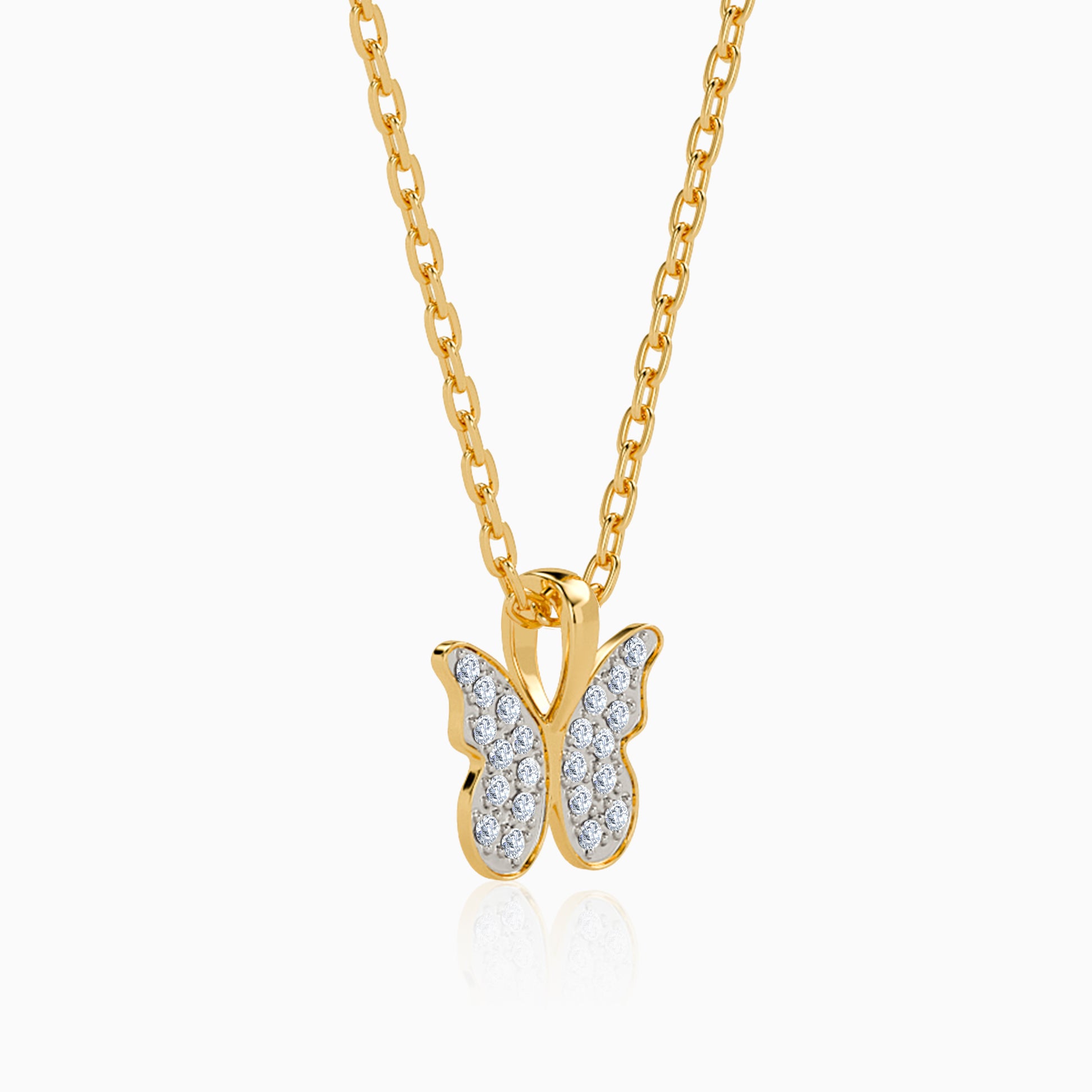 Gold Fluttering Smile Lab Grown Diamond Pendant