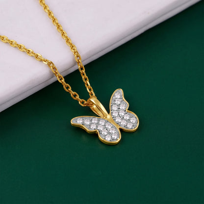 Gold Fluttering Smile Lab Grown Diamond Pendant