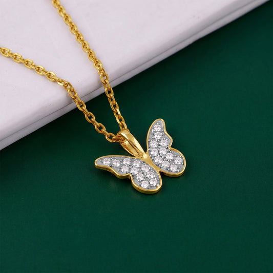 Gold Fluttering Smile Lab Grown Diamond Pendant