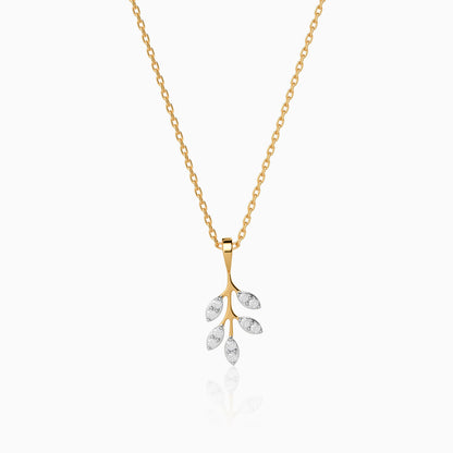 Gold Leaf Bliss Lab Grown Diamond Pendant