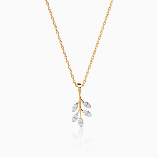 Gold Leaf Bliss Lab Grown Diamond Pendant
