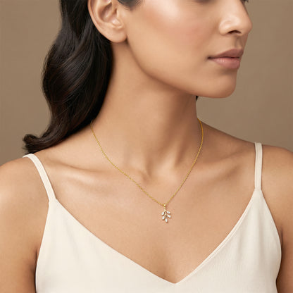 Gold Leaf Bliss Lab Grown Diamond Pendant