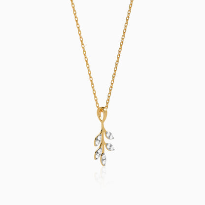 Gold Leaf Bliss Lab Grown Diamond Pendant