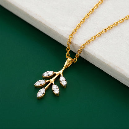 Gold Leaf Bliss Lab Grown Diamond Pendant