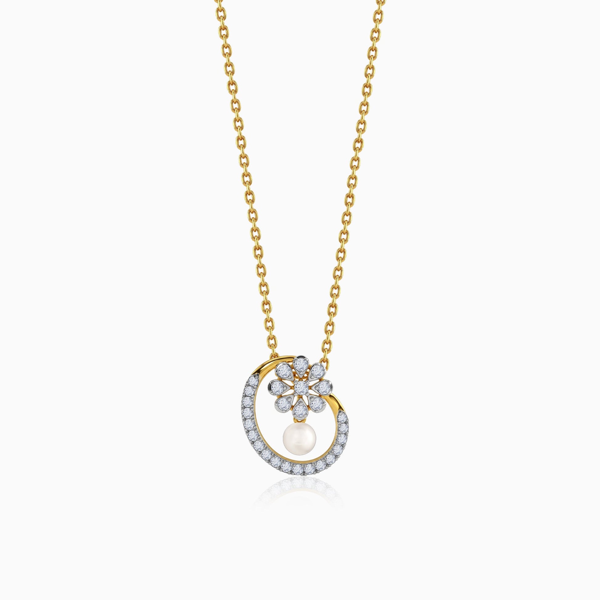 Gold Amata Floral Lab Grown Diamond Pendant
