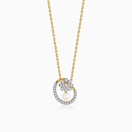 Gold Amata Floral Lab Grown Diamond Pendant