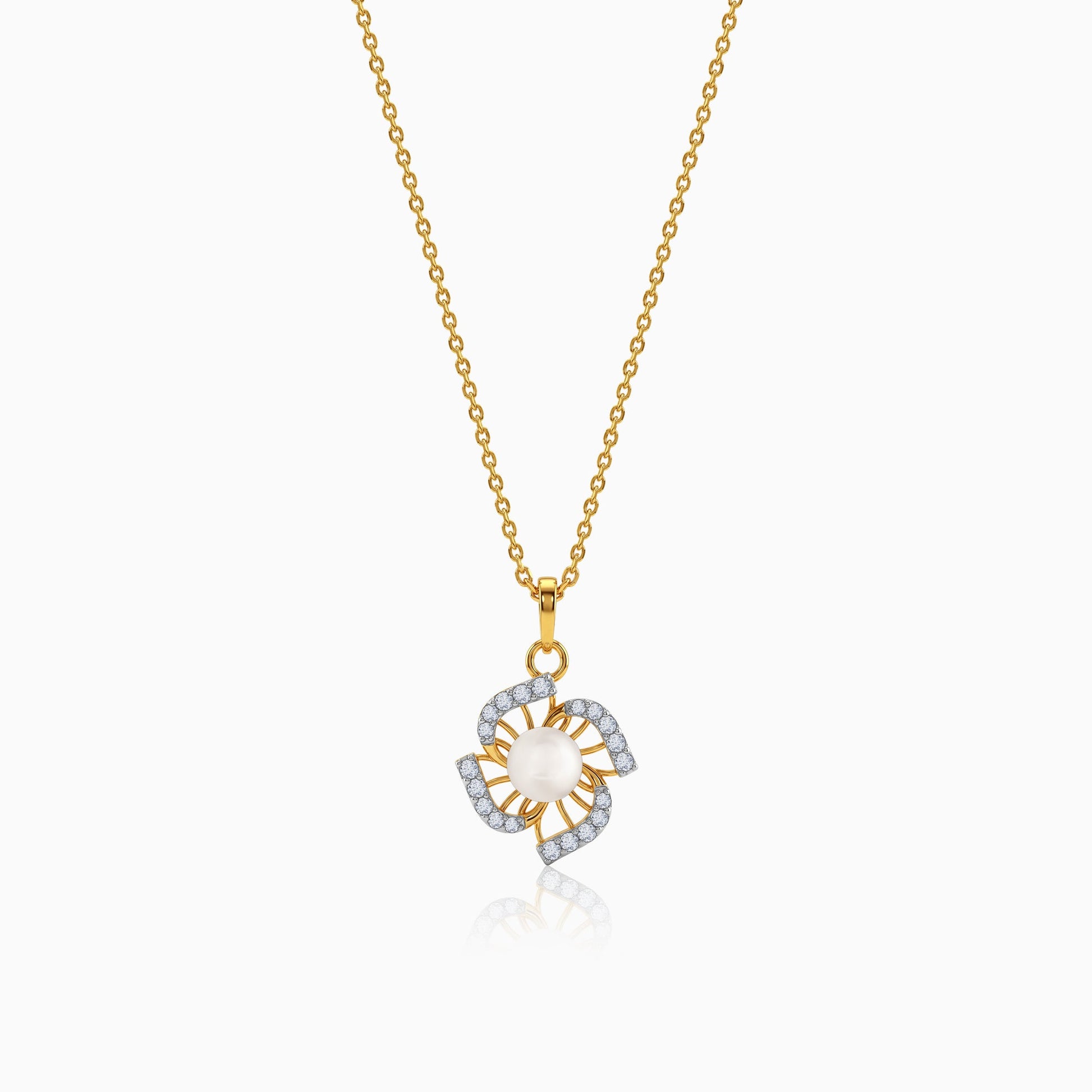 Gold Pearl of Fortune Lab Grown Diamond Pendant