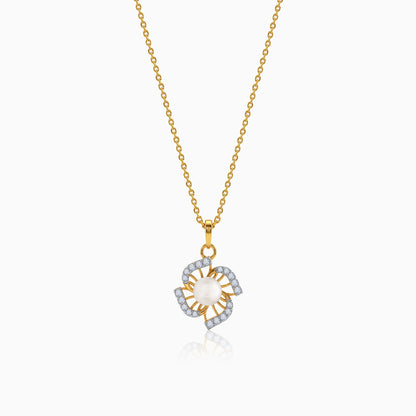 Gold Pearl of Fortune Lab Grown Diamond Pendant