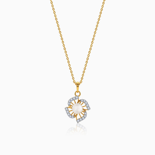 Gold Pearl of Fortune Lab Grown Diamond Pendant