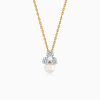 Gold Pearl Bud Story Lab Grown Diamond Pendant