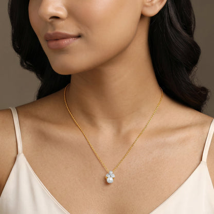 Anushka Sharma Gold Pearl Bud Story Lab Grown Diamond Pendant