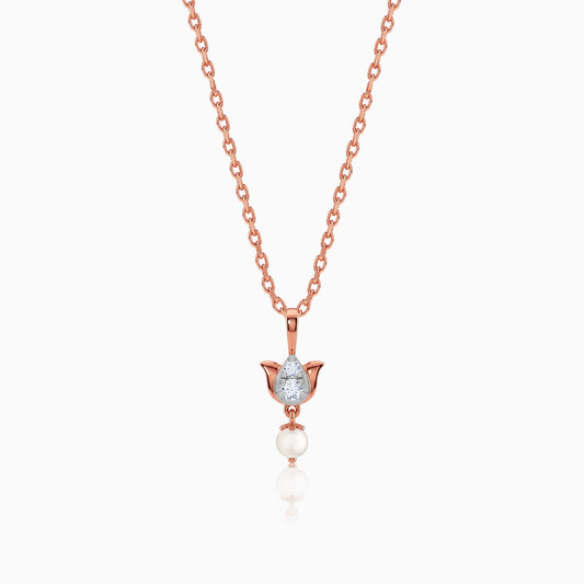 Rose Gold Elara Lotus Lab Grown Diamond Pendant