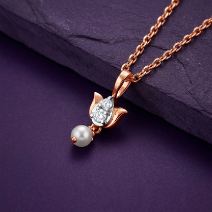 Anushka Sharma Rose Gold Elara Lotus Lab Grown Diamond Pendant