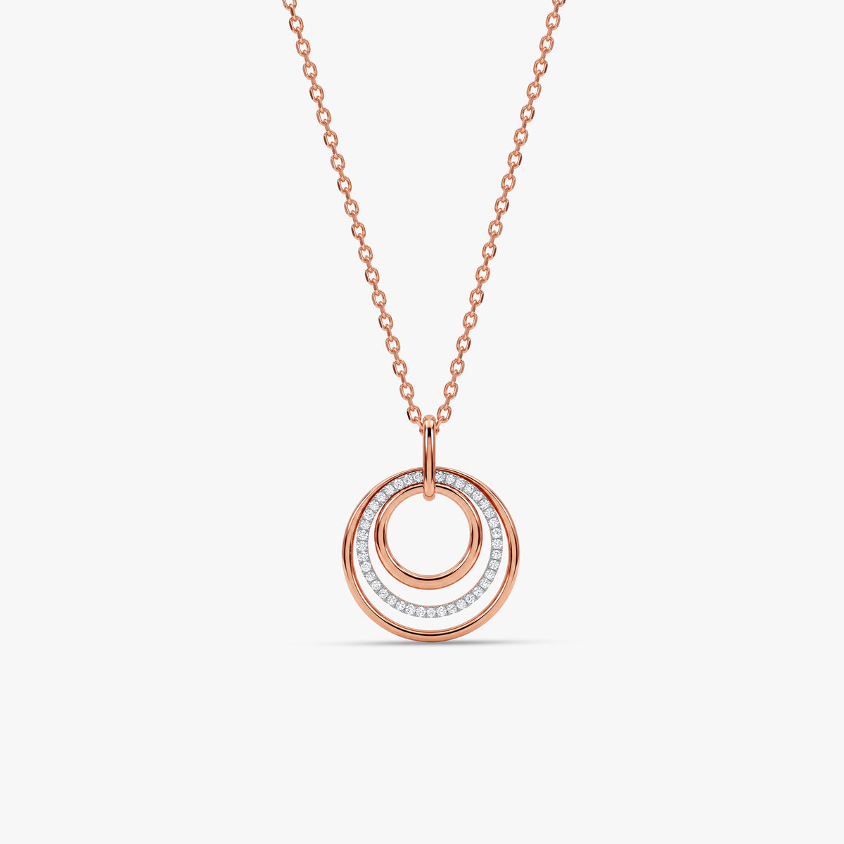 Rose Gold Rosette Orbit Lab Grown Diamond Pendant