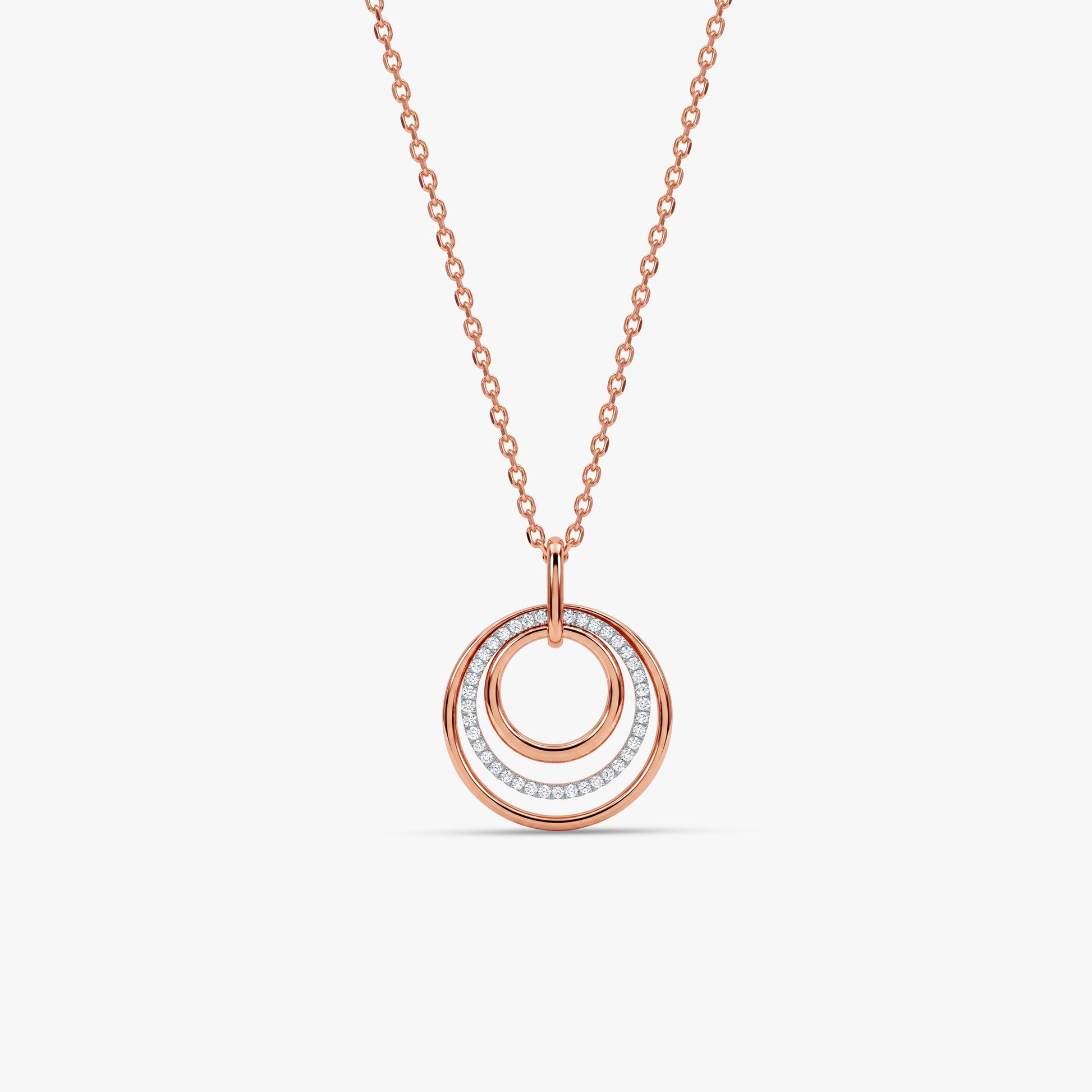 Rose Gold Rosette Orbit Lab Grown Diamond Pendant