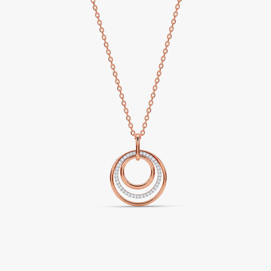 Rose Gold Rosette Orbit Lab Grown Diamond Pendant