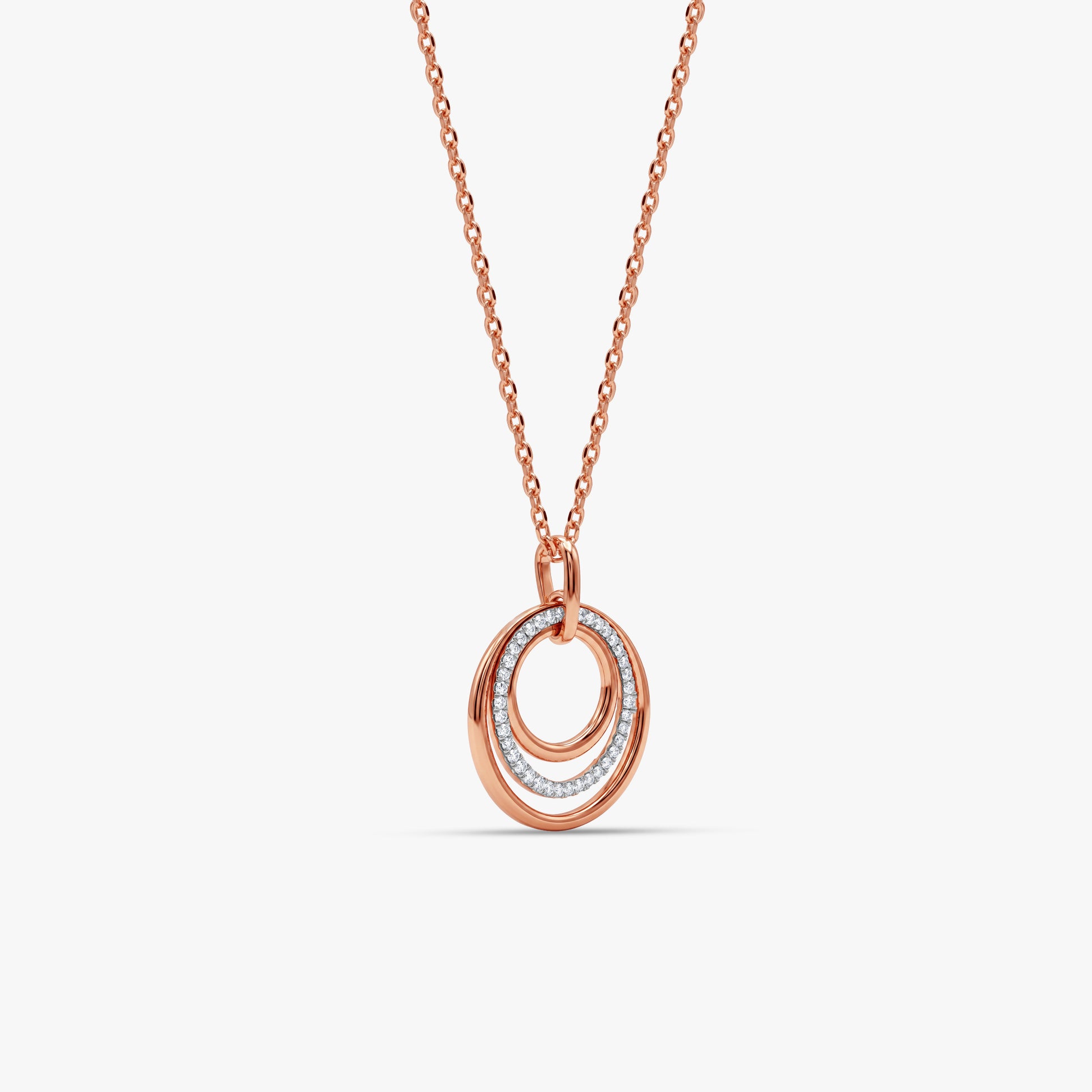 Rose Gold Rosette Orbit Lab Grown Diamond Pendant