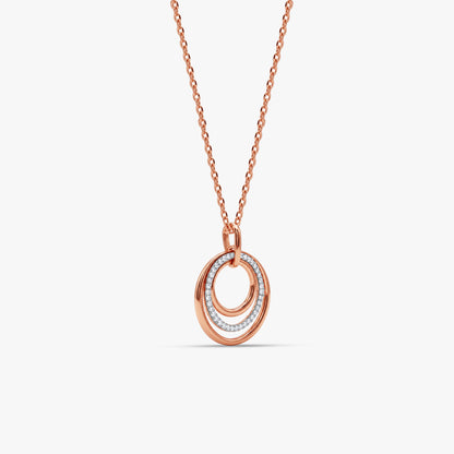 Rose Gold Rosette Orbit Lab Grown Diamond Pendant
