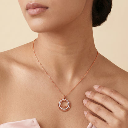Rose Gold Rosette Orbit Lab Grown Diamond Pendant