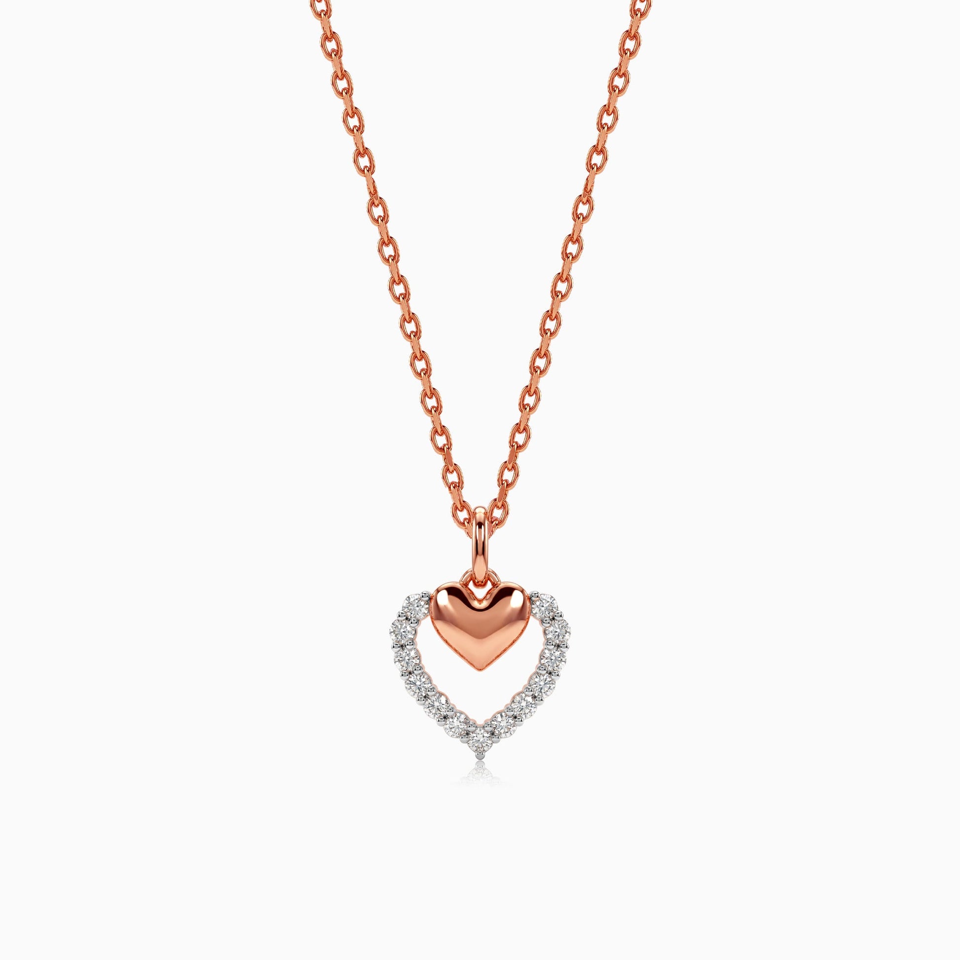 Rose Gold Twinkling Heart Lab Grown Diamond Pendant