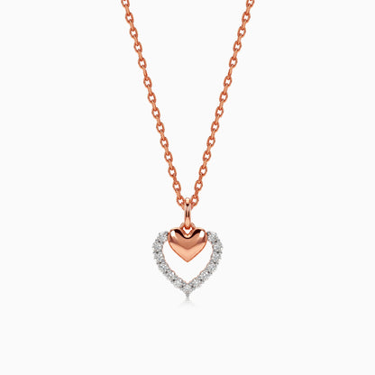Rose Gold Twinkling Heart Lab Grown Diamond Pendant